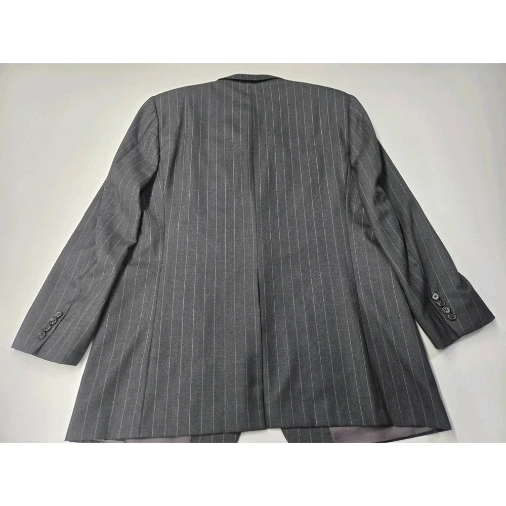 Loro Piana Super 130s Hickey Freeman Madison Wool Blazer Blk/Wht Stripe Size 46L